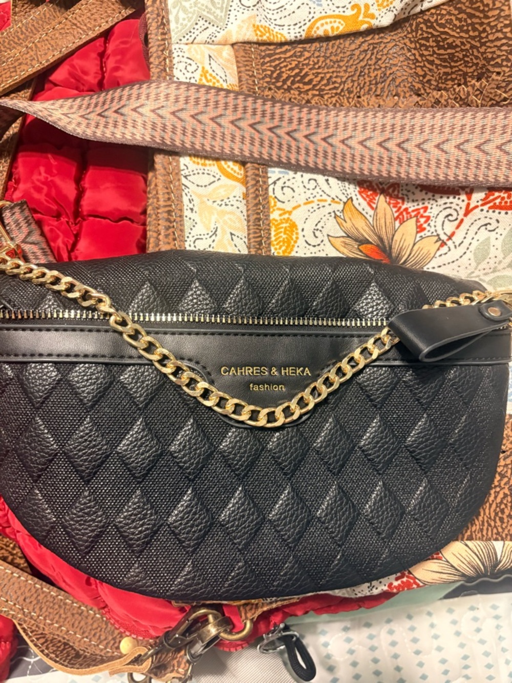 Black Quilted Chain Crossbody Bag